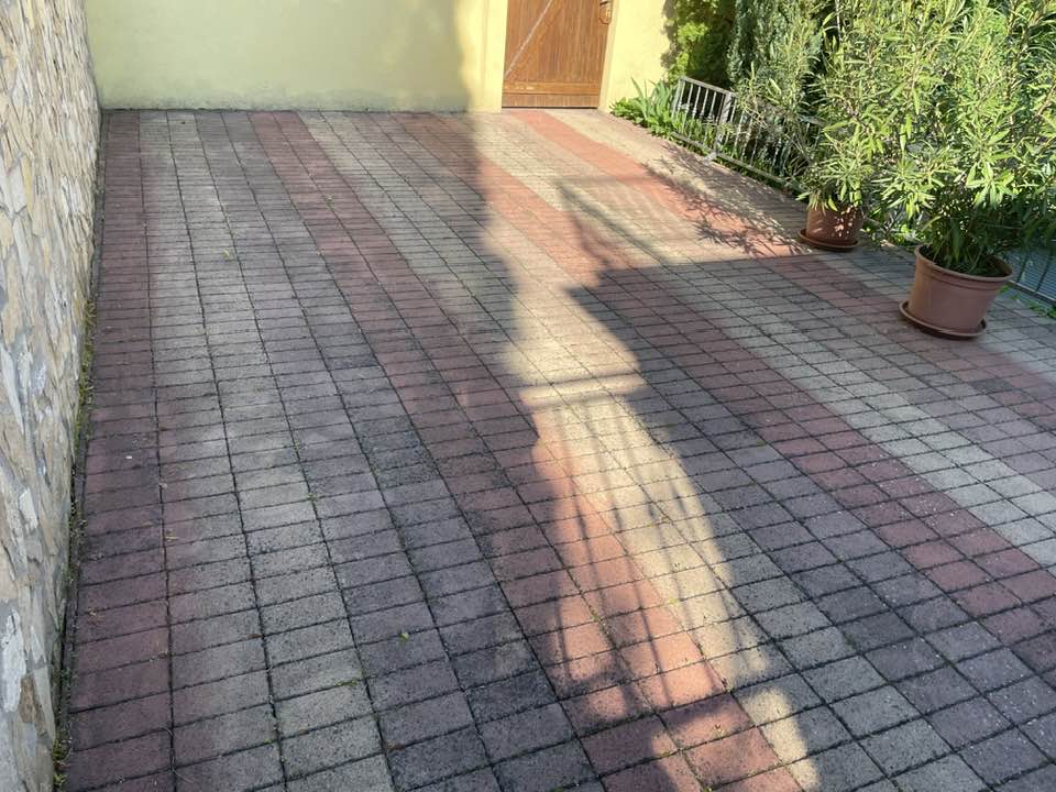 Mohás fugák tisztítása egy földvári telken
